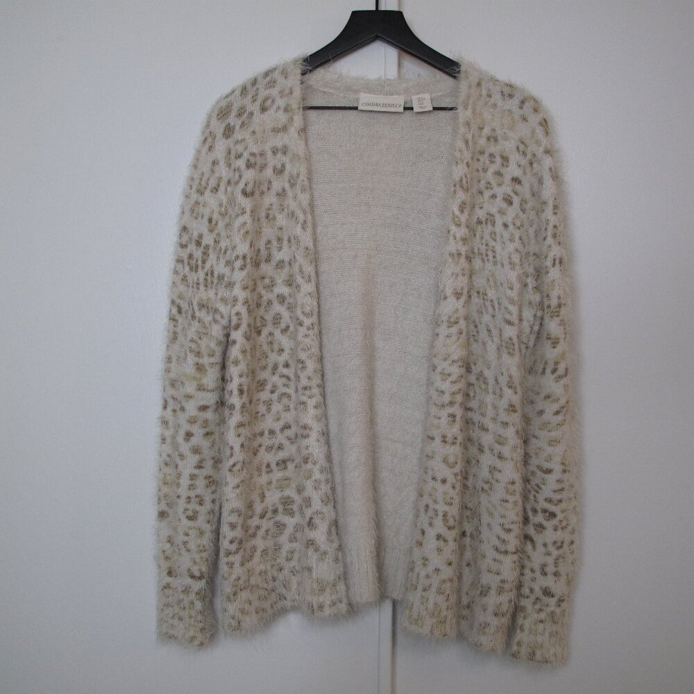 CYNTHIA ROWLEY Cream Eyelash Leopard Cardigan - Picture 4 of 8